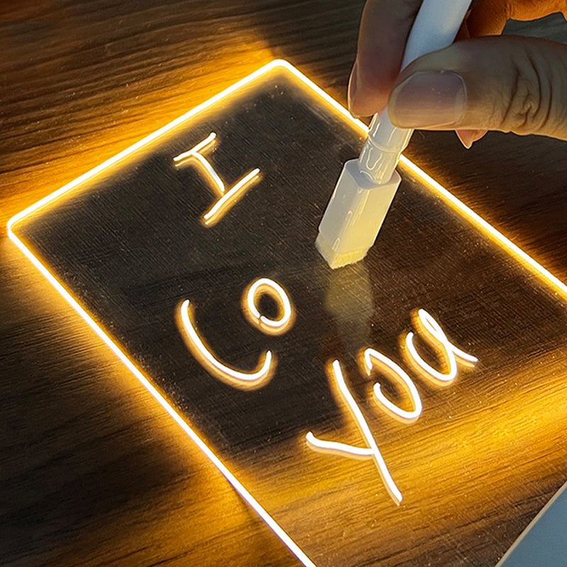 Ακρυλικό Φωτιστικό Σημειώσεων LED USB – Επιτραπέζιος Πίνακας Υπενθυμίσεων με Ειδικό Μαρκαδόρο)